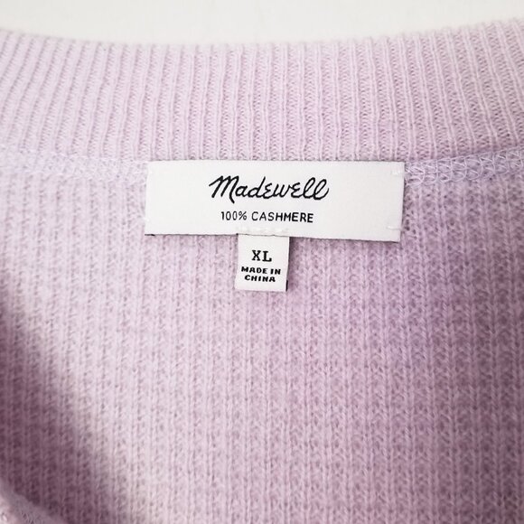 Madewell 100% Cashmere Sweatshirt XL Dusty Lavender Purple Waffle Knit SOFT $158 - Picture 8 of 16